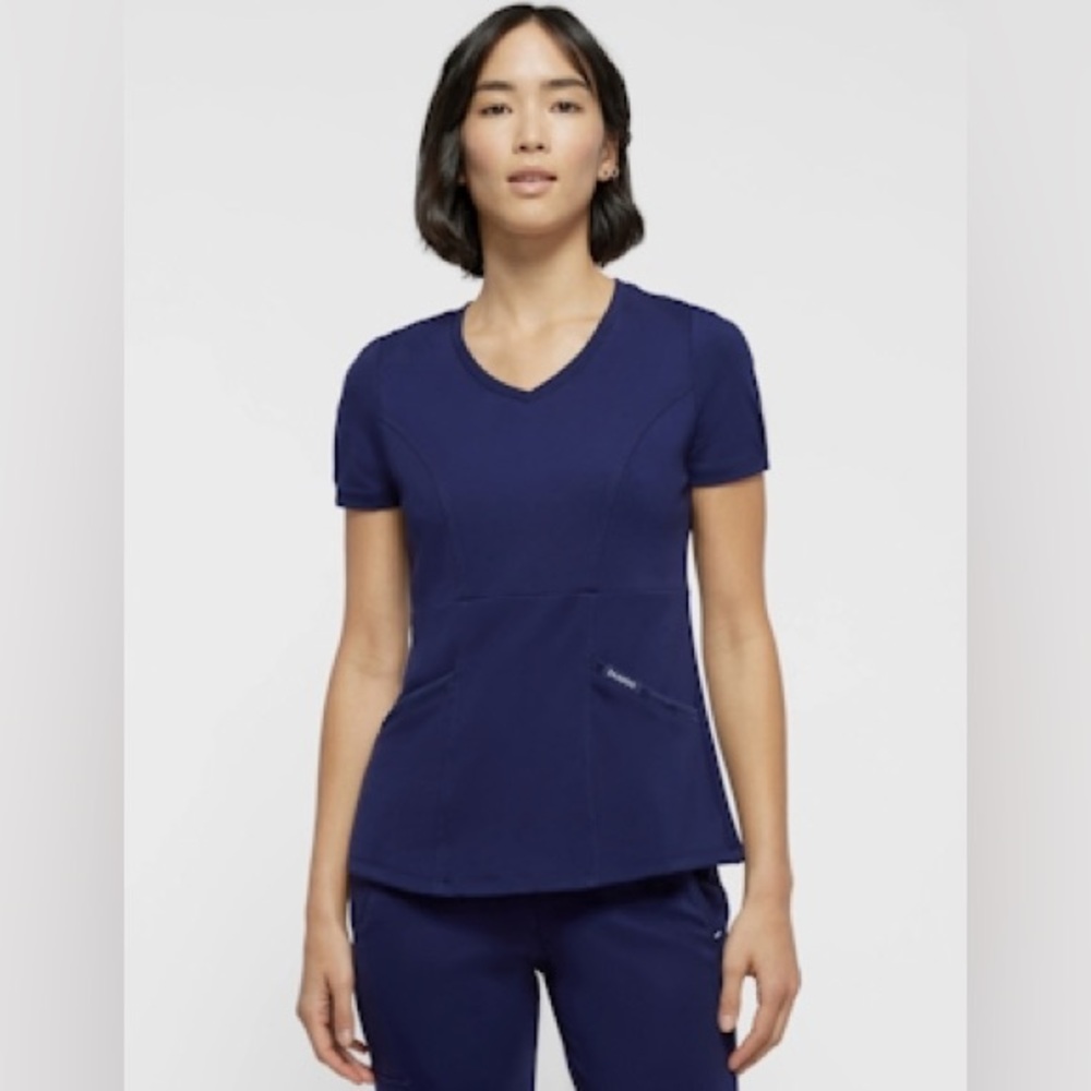 Jaanuu Women’s Princess Seam V-Neck Scrub Top Navy XXS